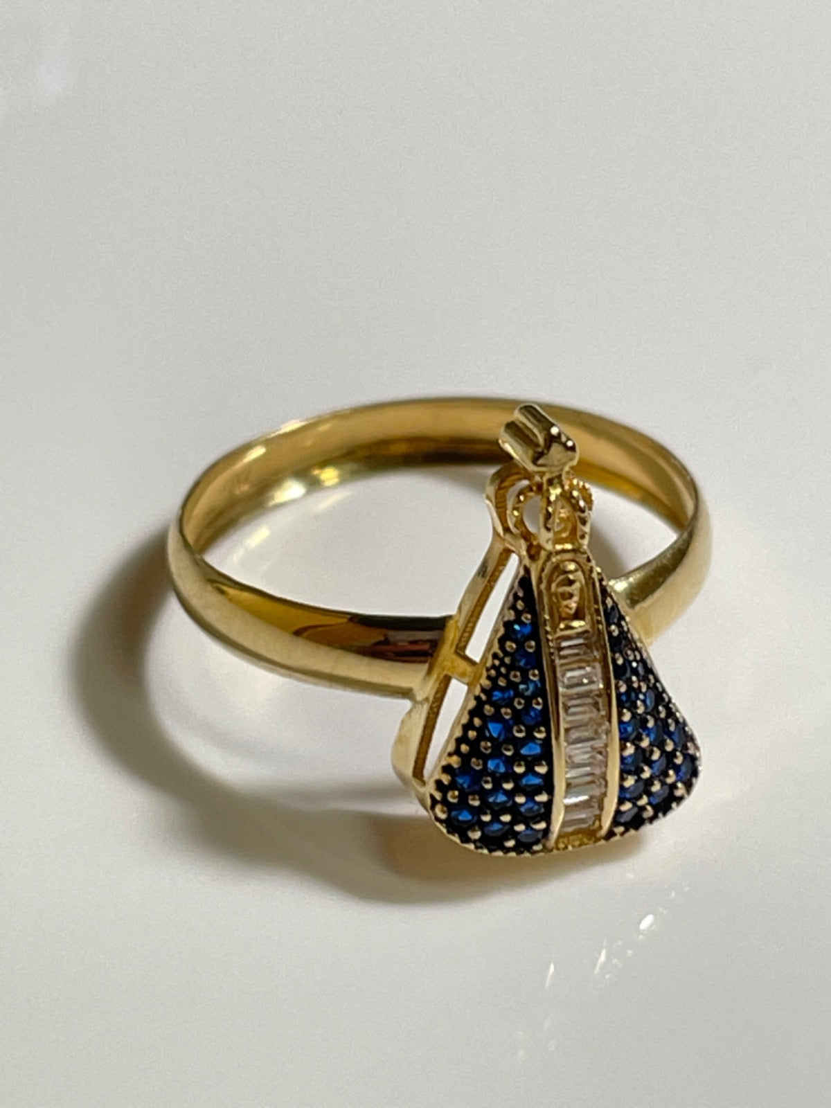 18K Yellow Gold Our Mother Ring with CZ