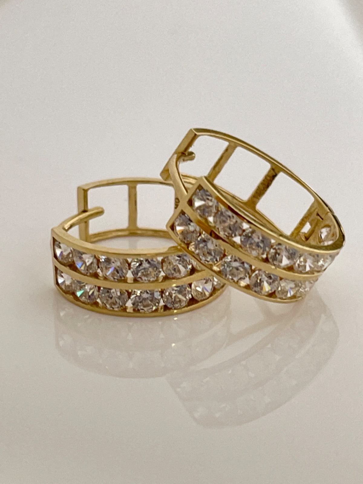 14K Yellow Gold Hoop Earring with CZ