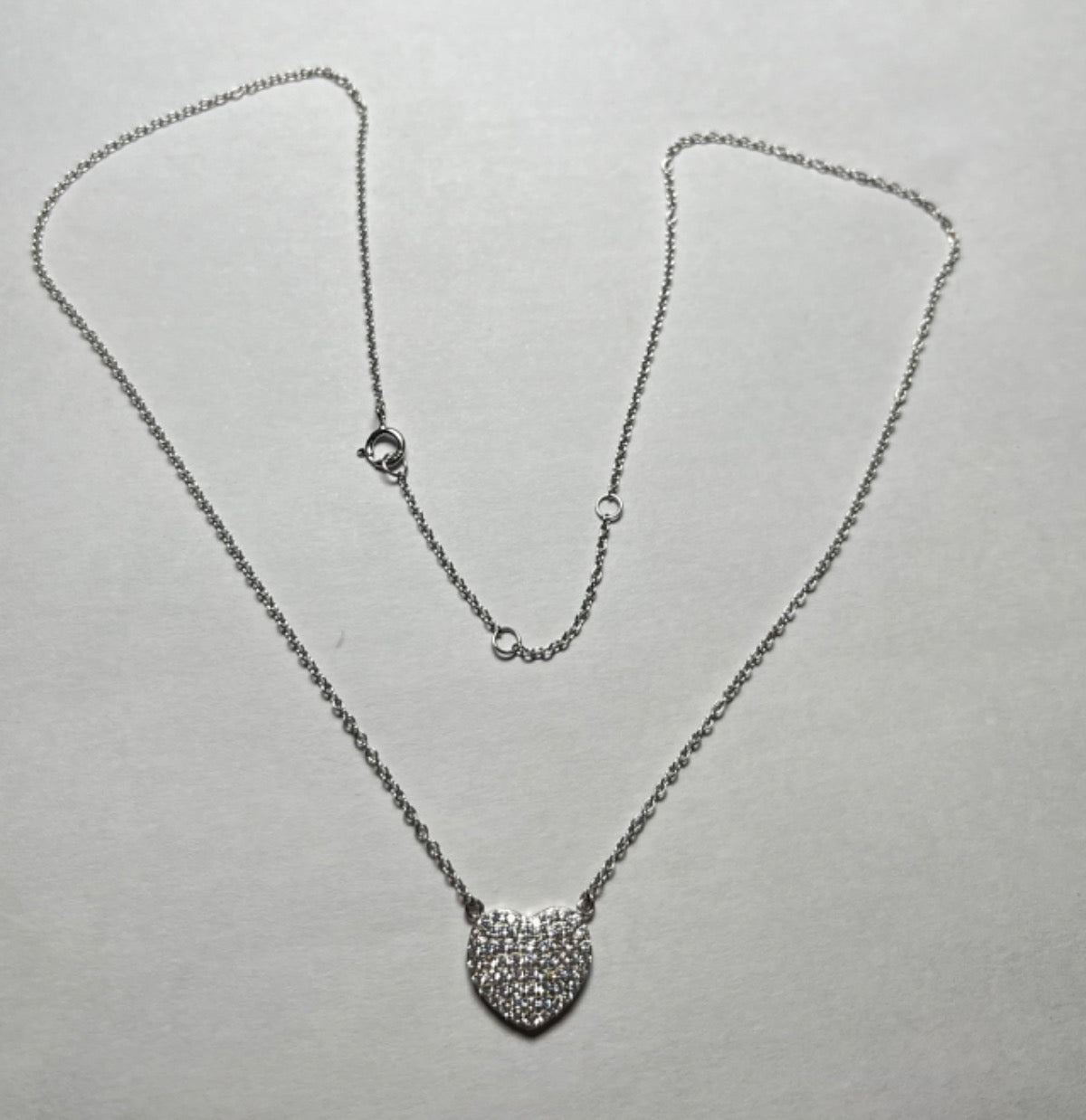 Silver Heart Charm Necklace Set with CZ
