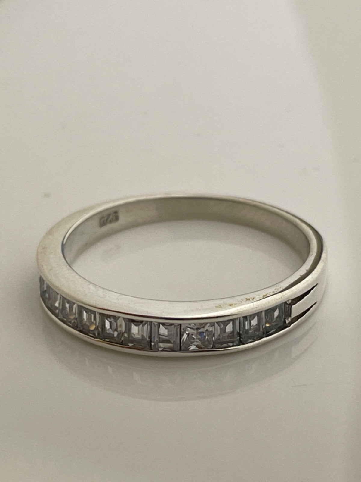 Silver Wedding Band with CZ