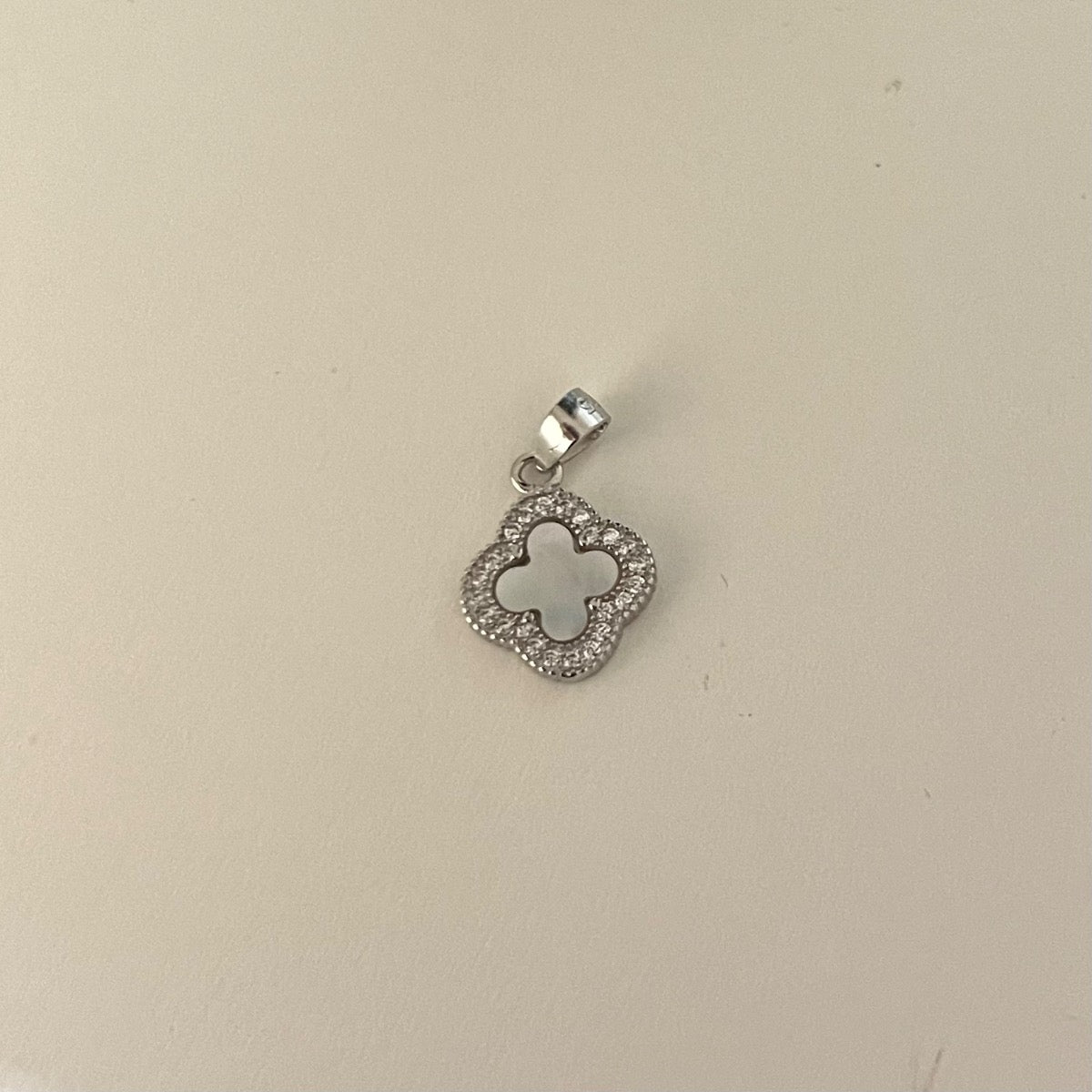 Silver Four Leaf Clover Pendant with CZ