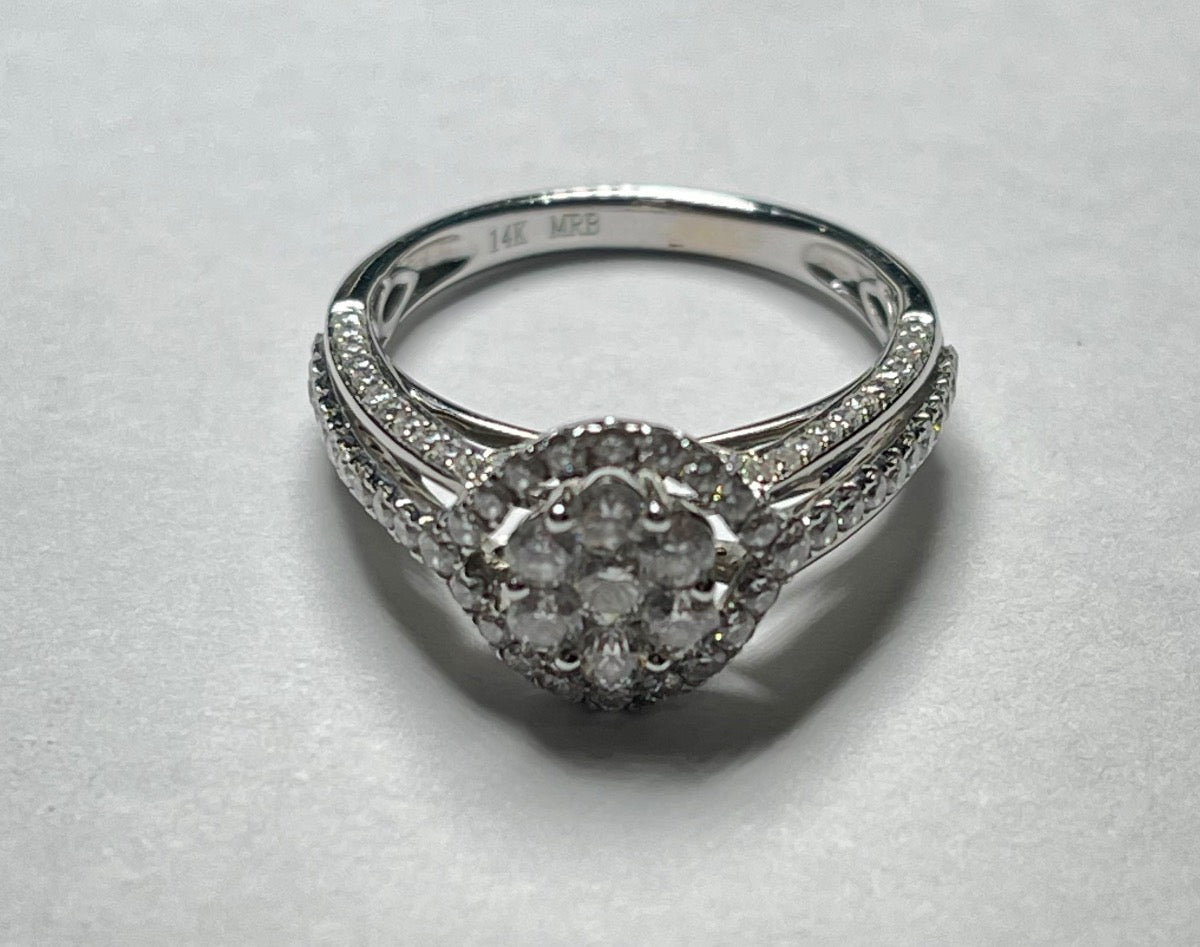 14K White Gold Engagement Ring with Diamond