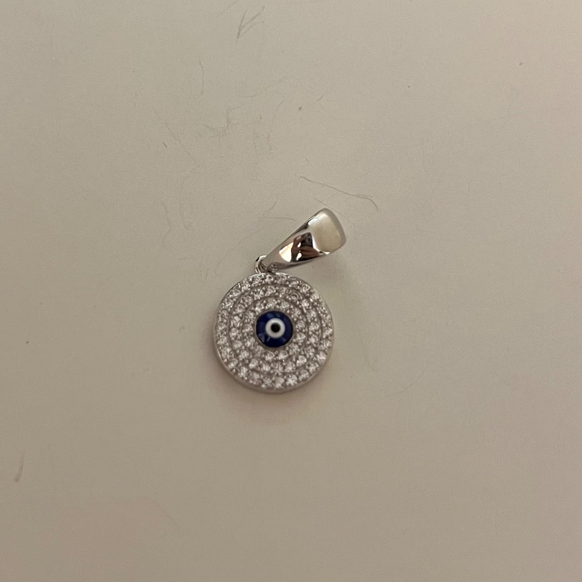 Silver Evil Eye Pendant with CZ