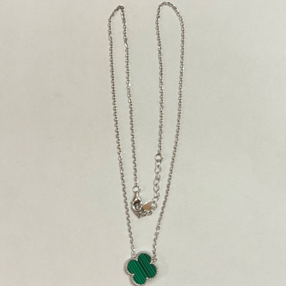 Silver Four Leaf Clover Charm Necklace Set