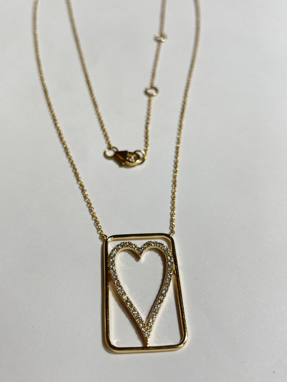 18K Yellow Gold Heart Necklace with Diamond