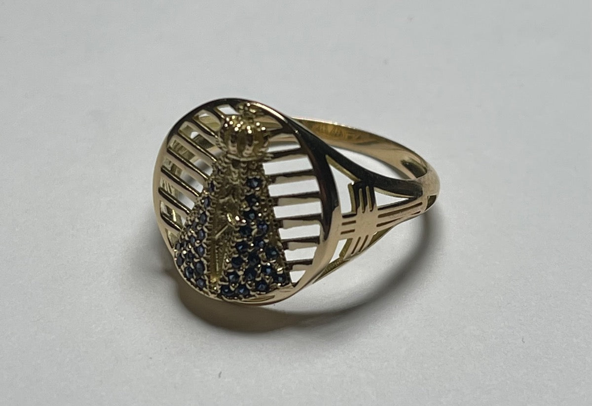 18K Yellow Gold Our Mother Ring with CZ