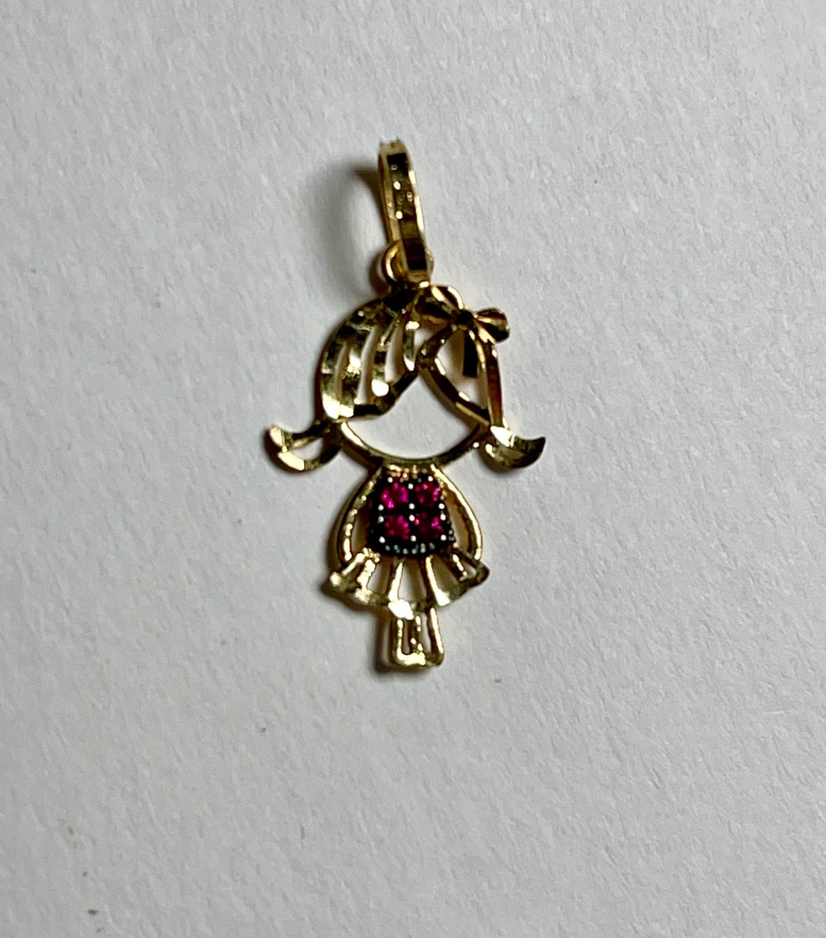 18K Yellow Gold Girl Pendant with CZ