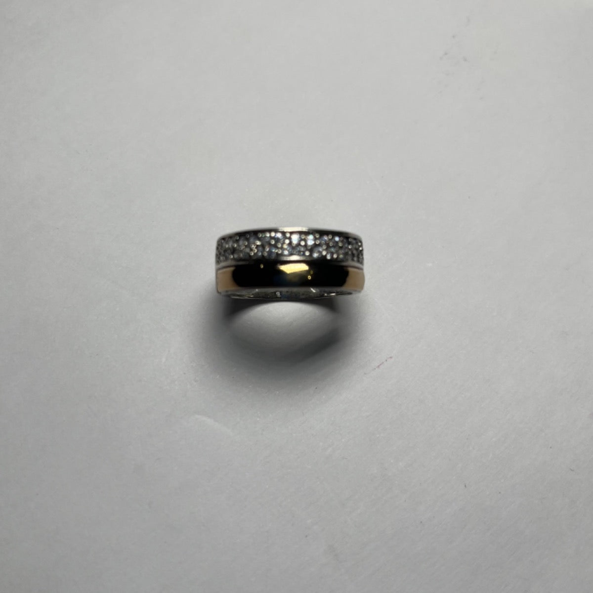 Two-Tone Silver Wedding Band with CZ