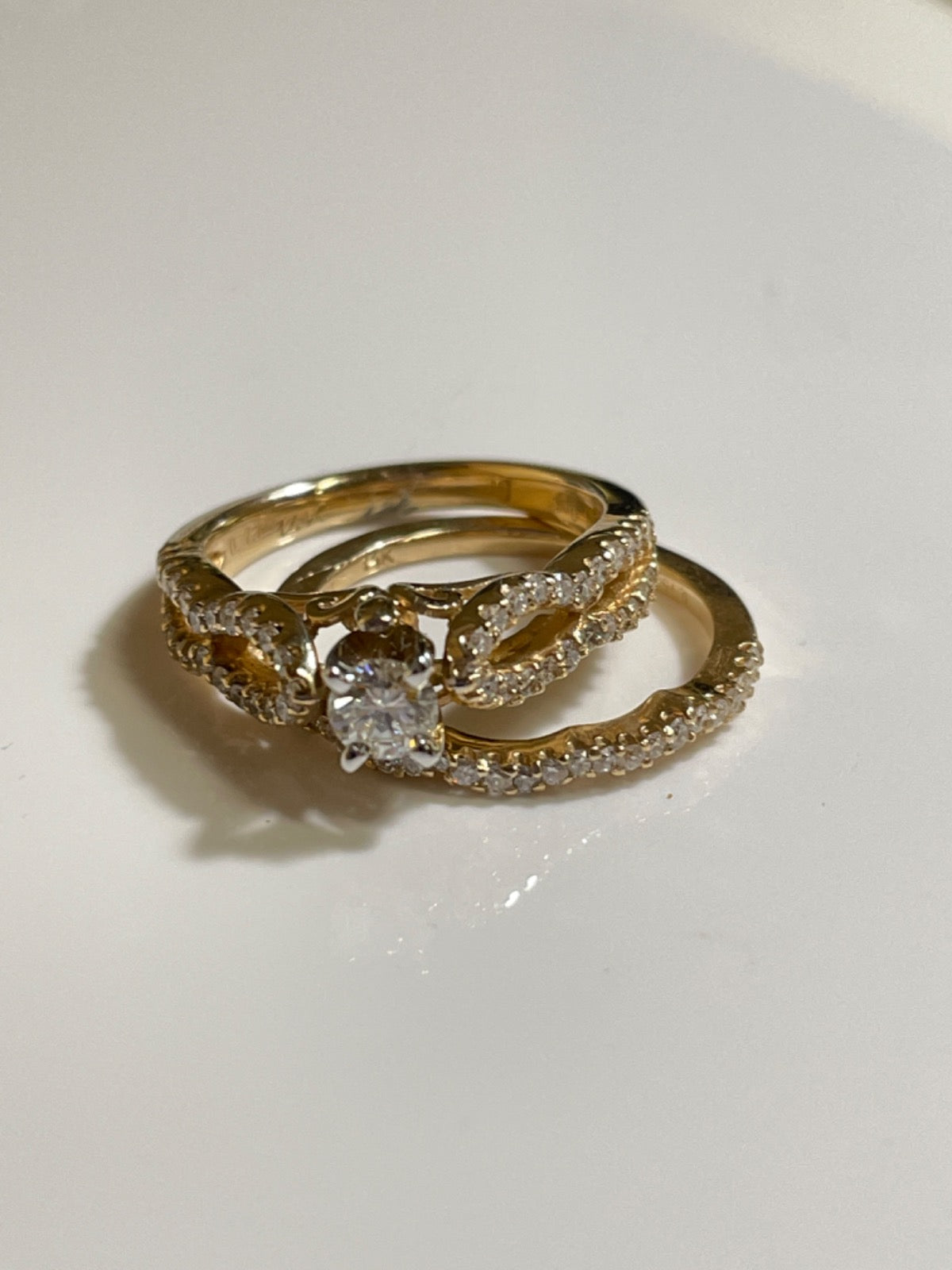 14K Yellow Gold Bridal Set with Diamond