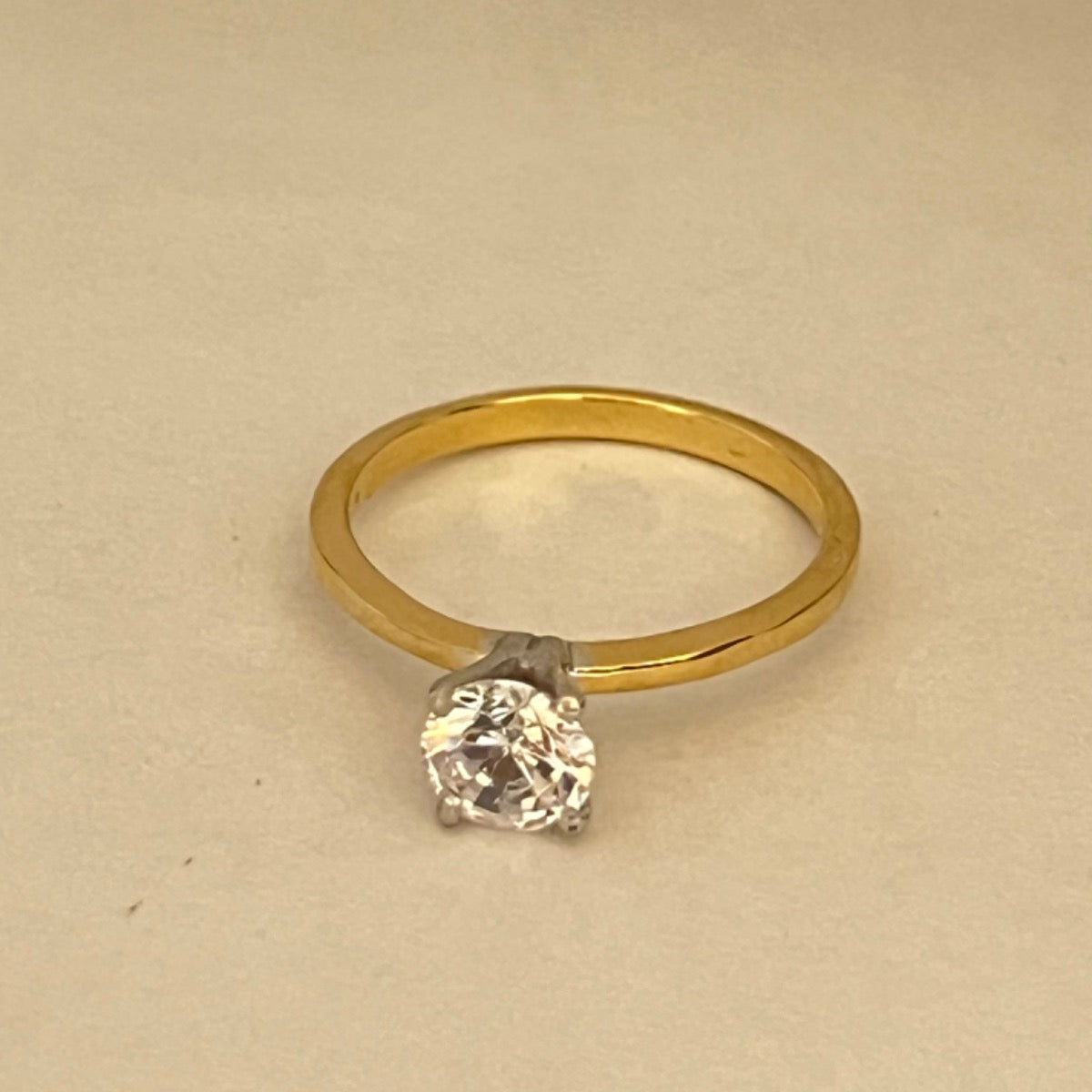 18K Two-Tone Gold Engagement Ring with CZ