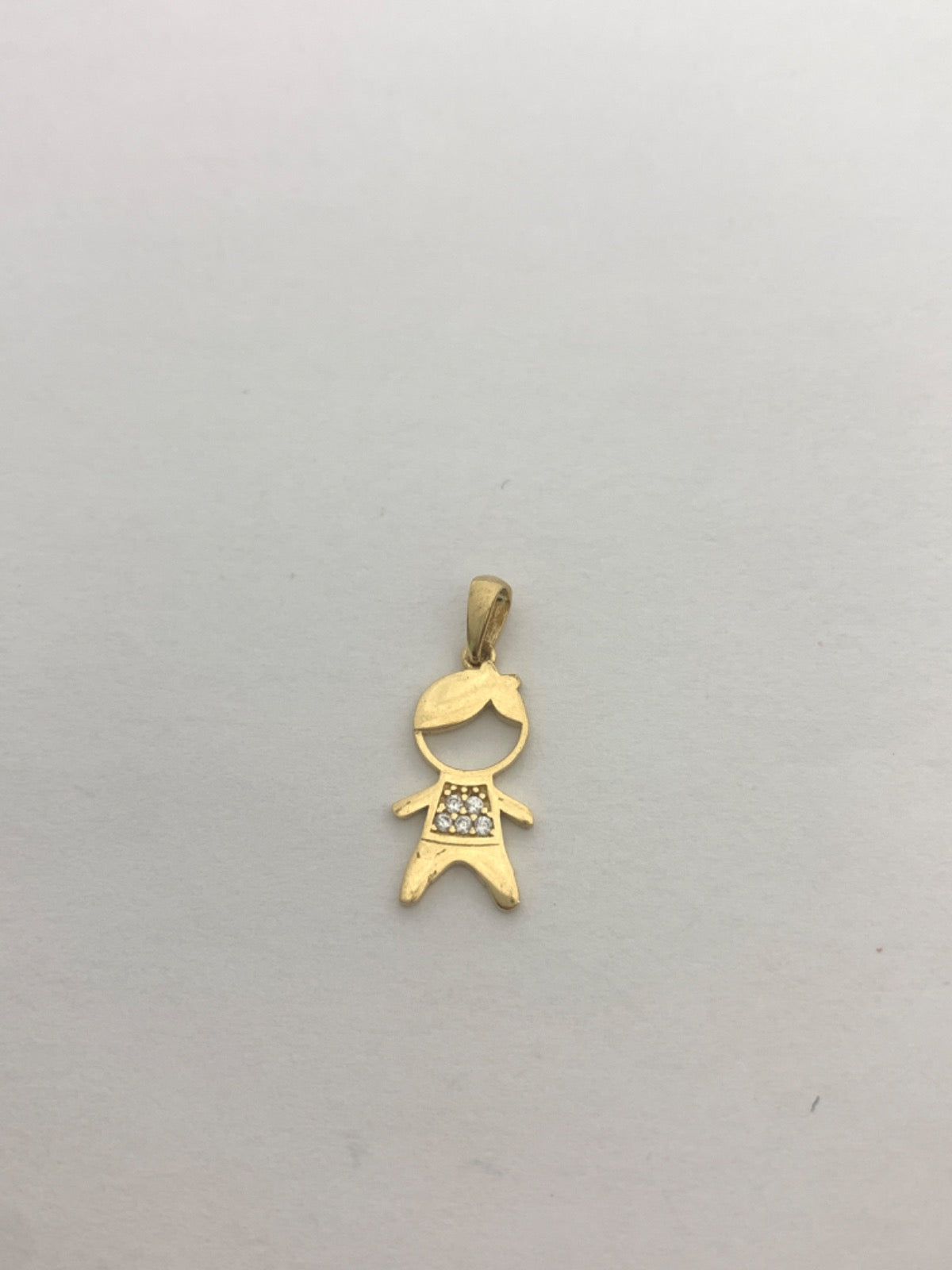 18K Yellow Gold Boy Pendant with CZ