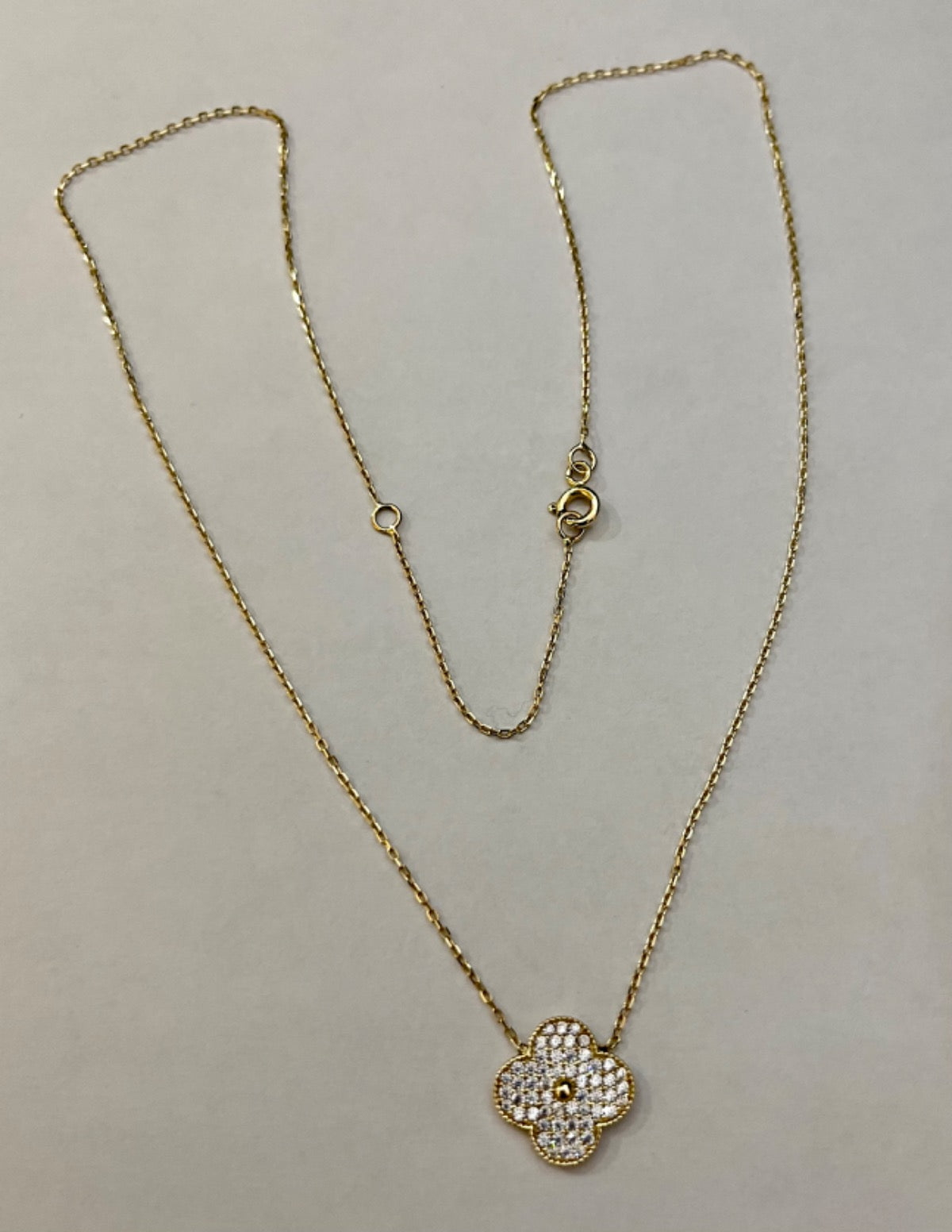 14K Yellow Gold Charm Necklace Set with CZ