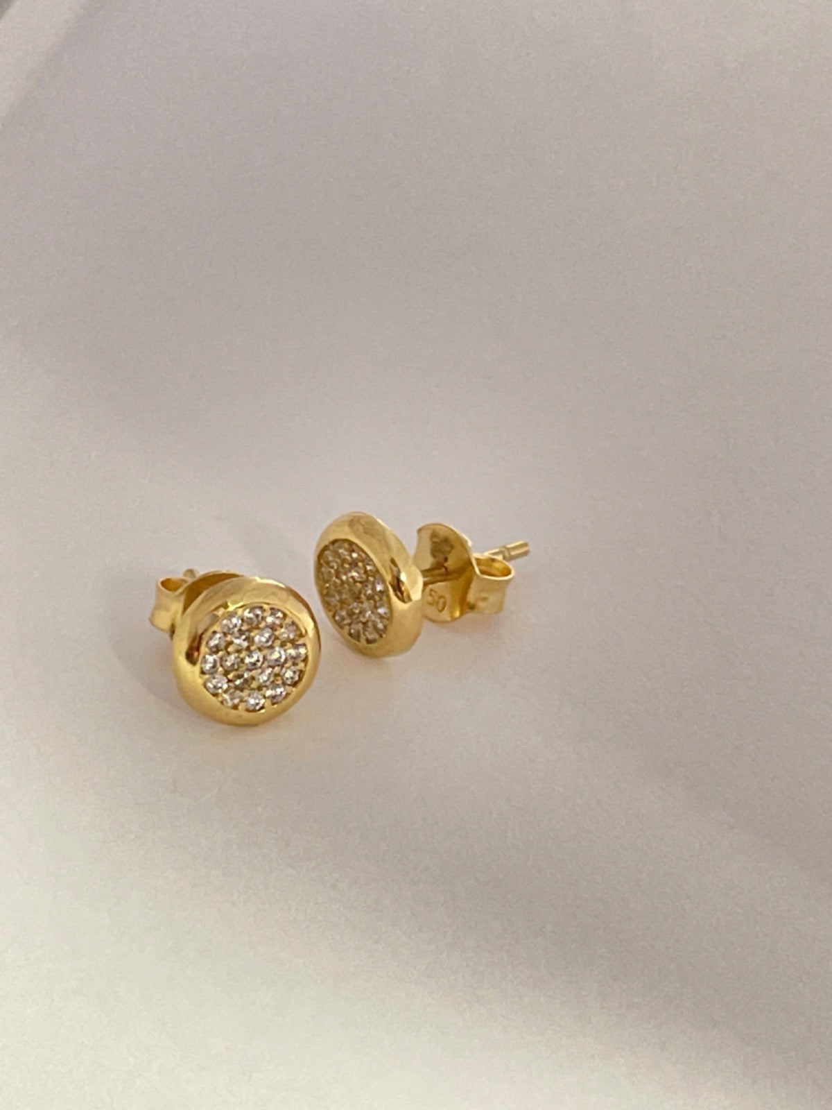 18K Yellow Gold Pizza CZ Earring with CZ