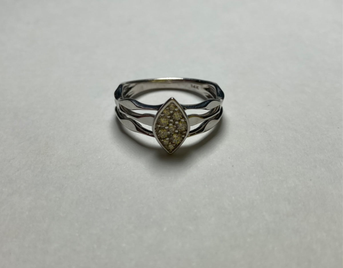 14K White Gold Engagement Ring with Diamond
