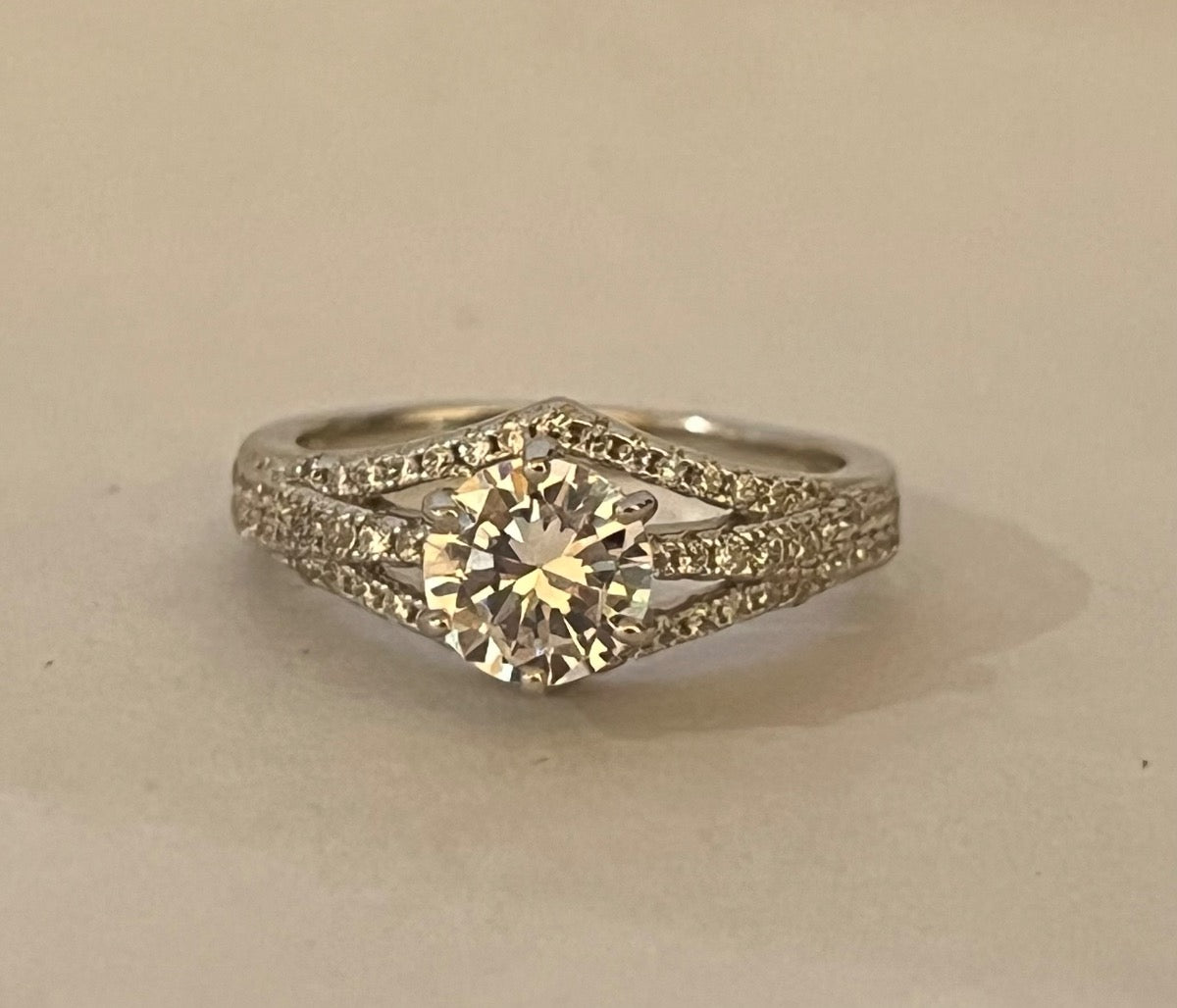 Silver Engagement Ring with CZ