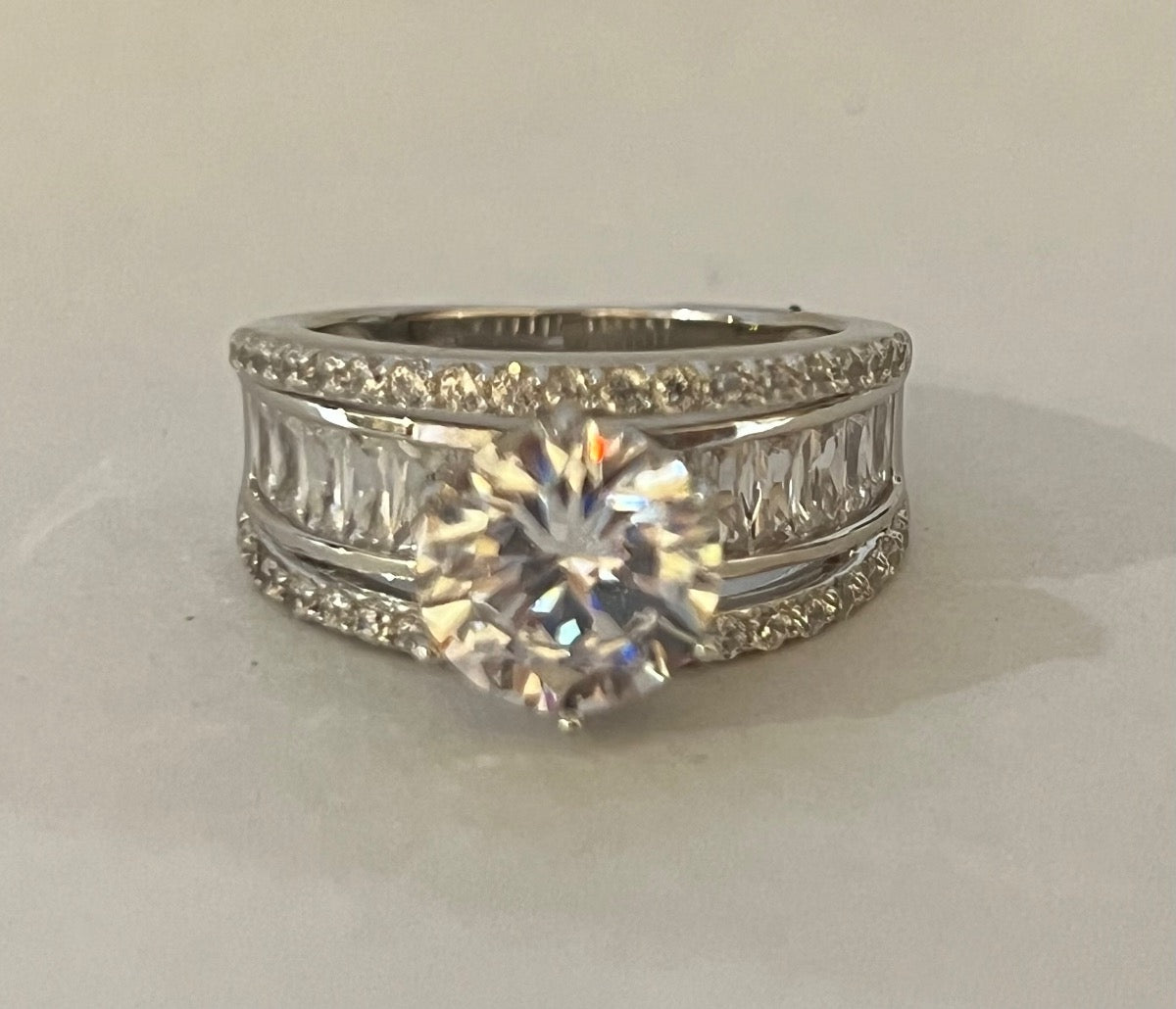 Silver Engagement Ring with CZ