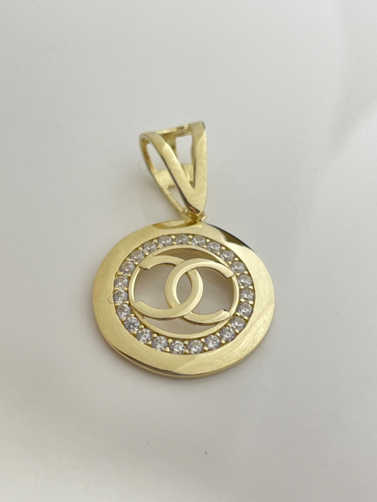 14K Yellow Gold Chanel Pendant with CZ