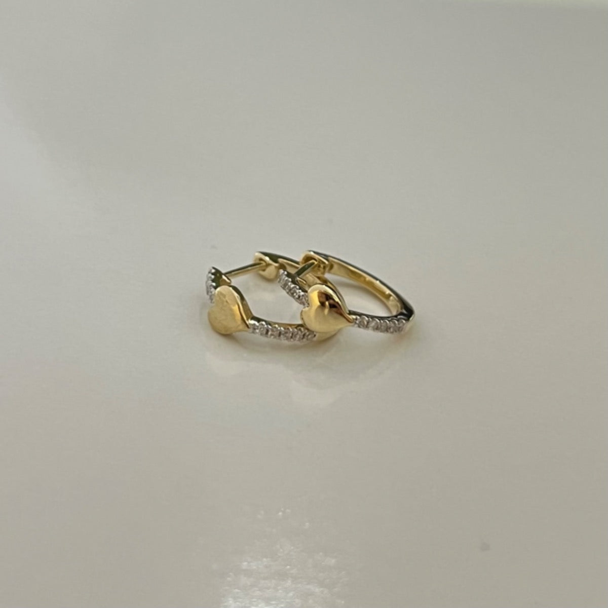 14K Yellow Gold Heart Earring with Diamond