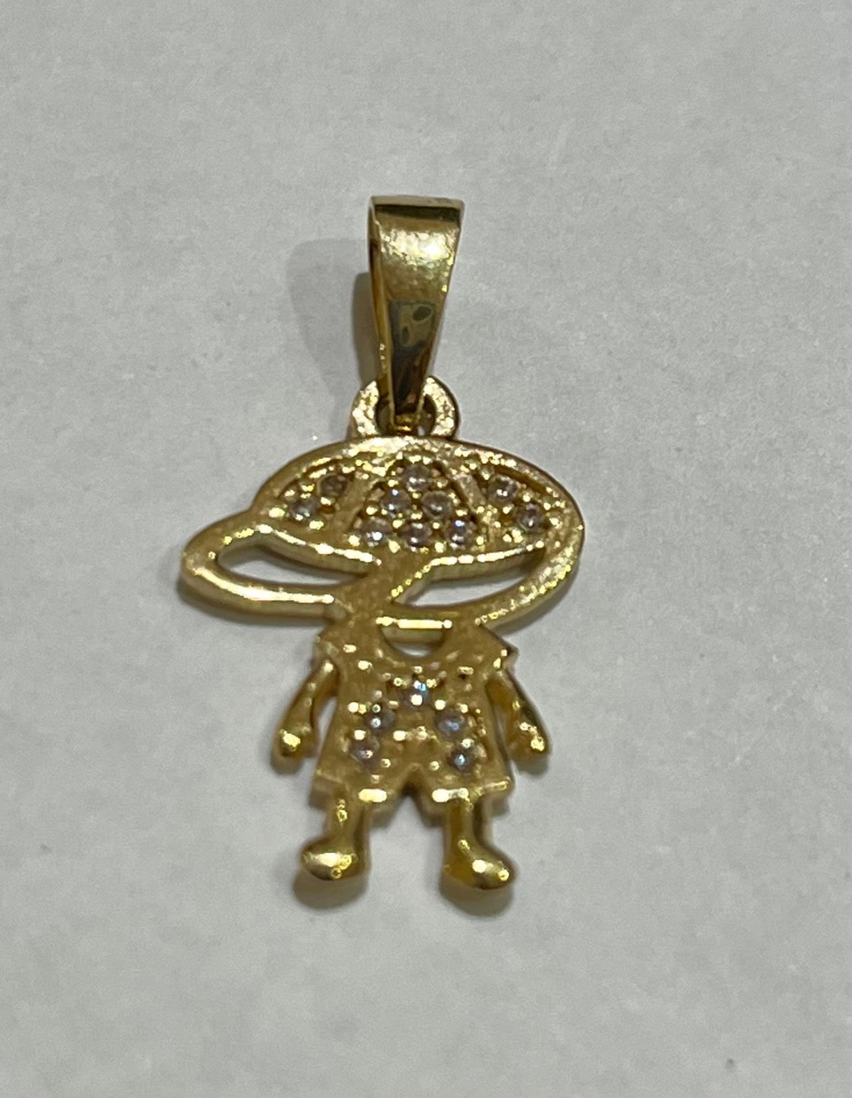 18K Yellow Gold Boy Charm with CZ
