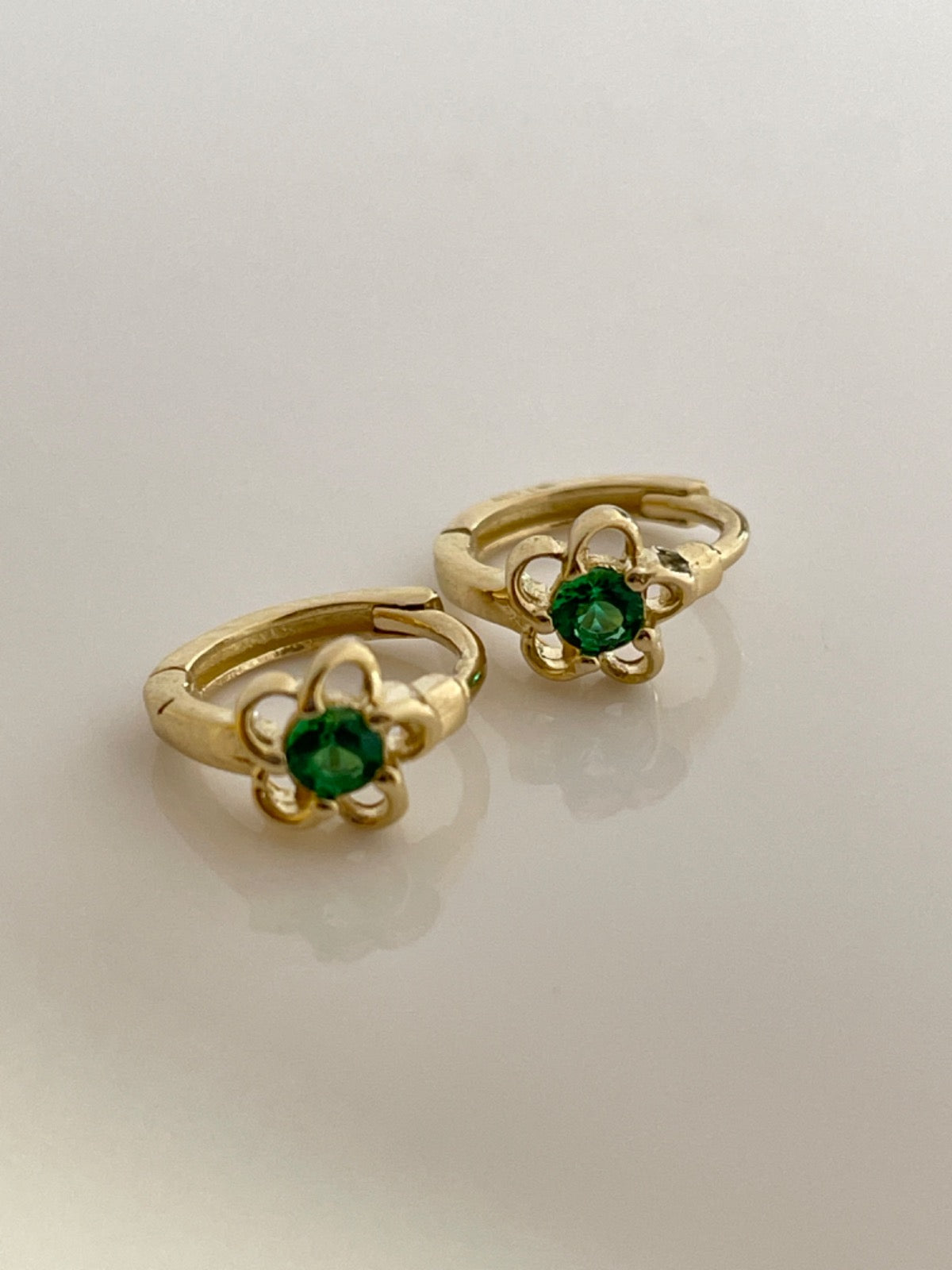 14K Yellow Gold Flower Earring with CZ