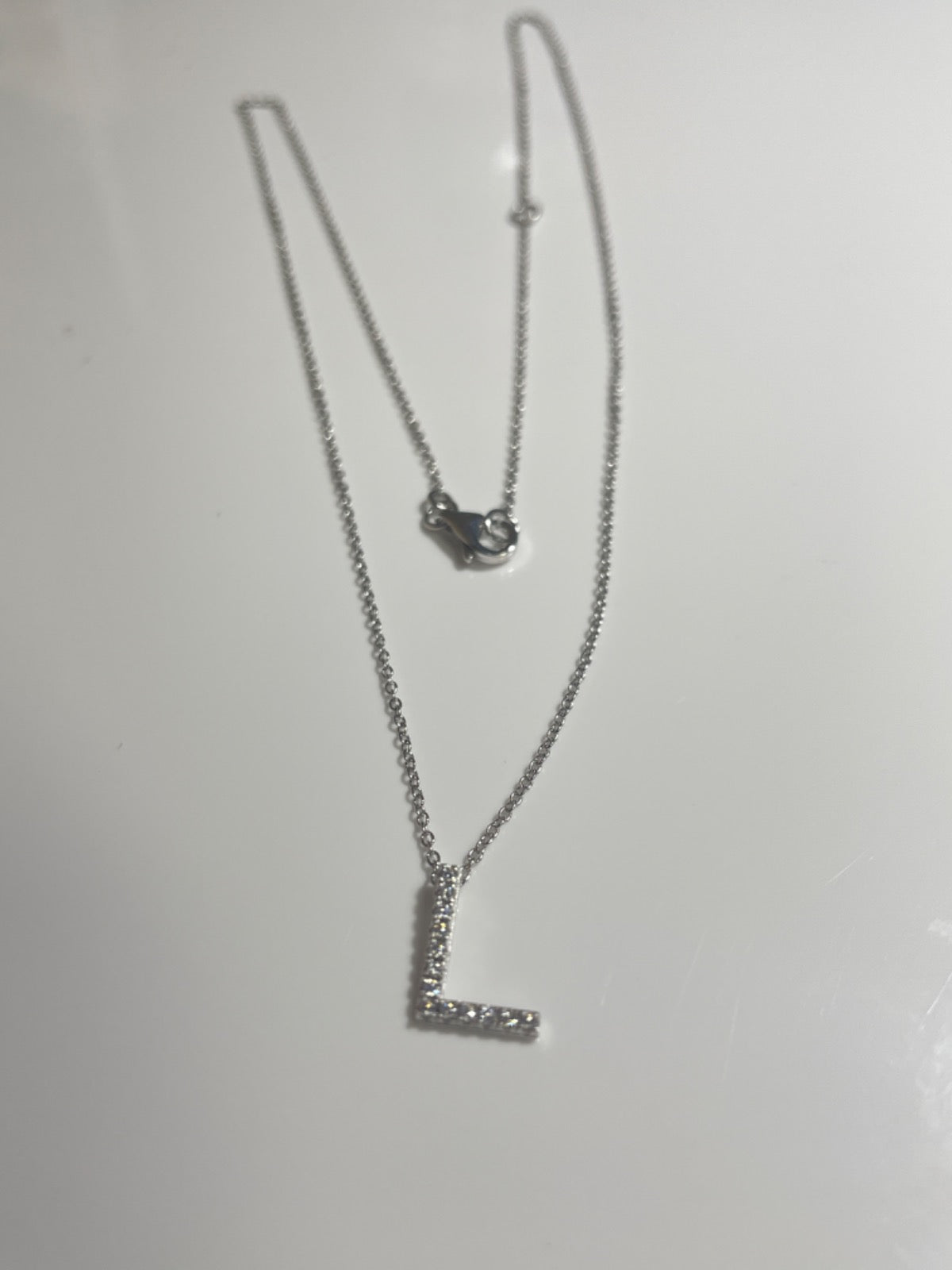Silver With L Cz Chain with CZ