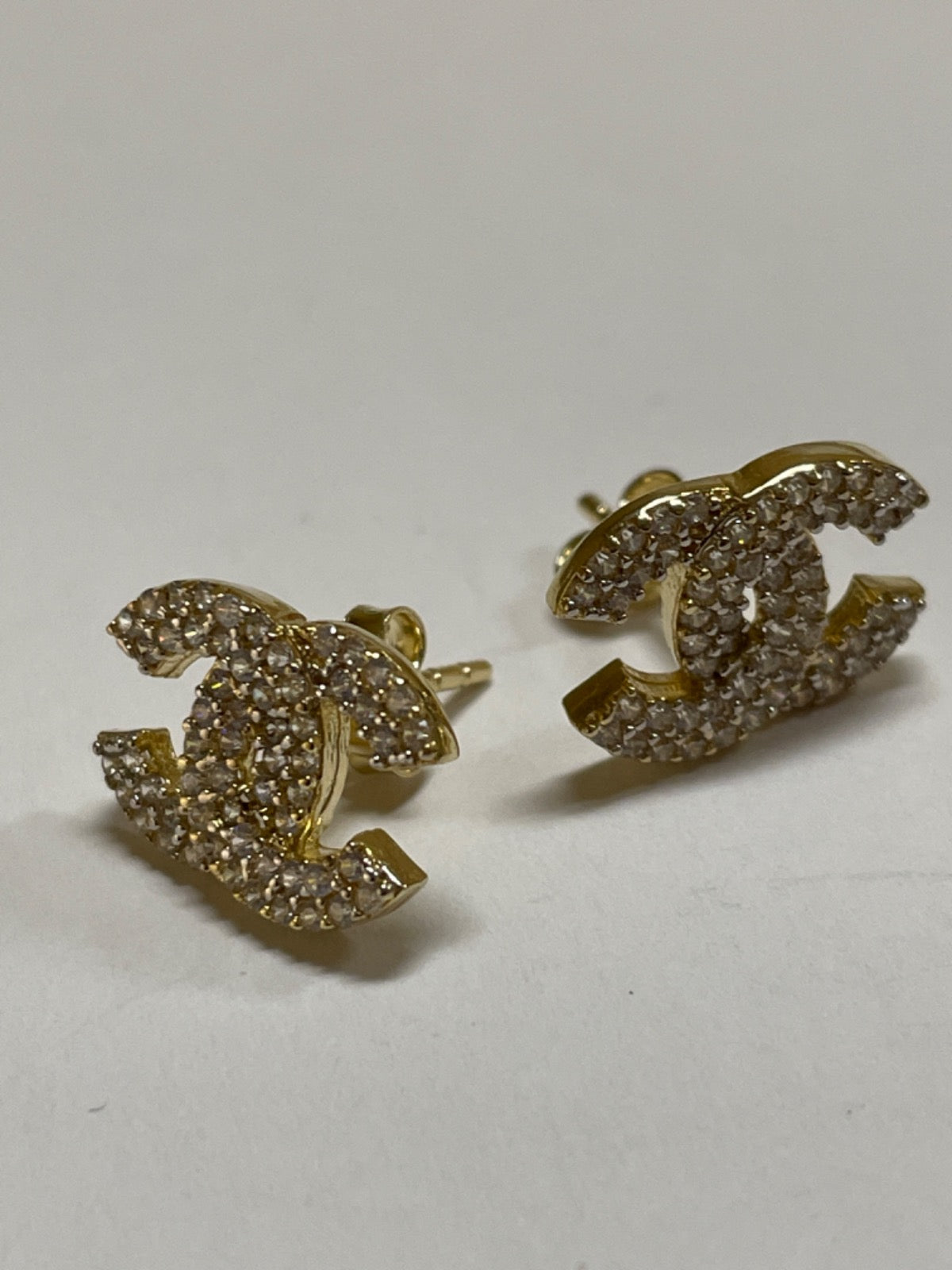 14K Yellow Gold Chanel Earring with CZ