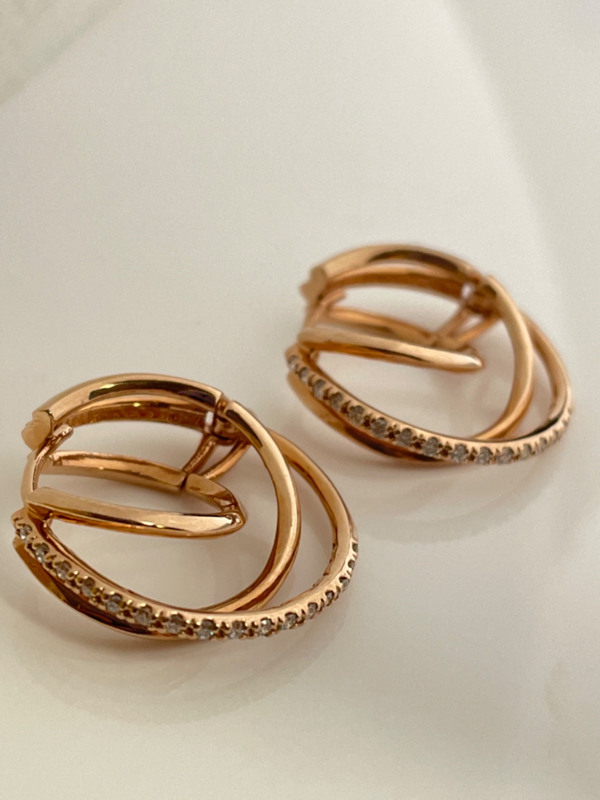 14K Rose Gold Hoop Earring with Diamond