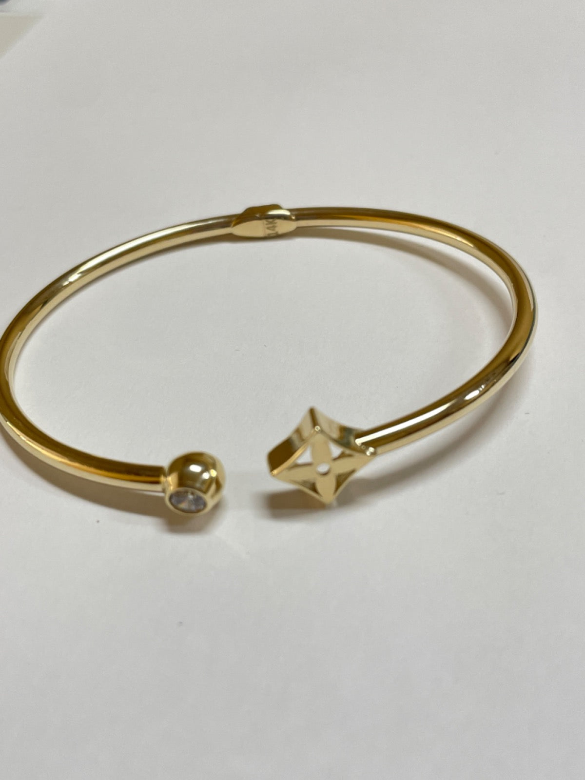14K Yellow Gold LV Bracelet with CZ
