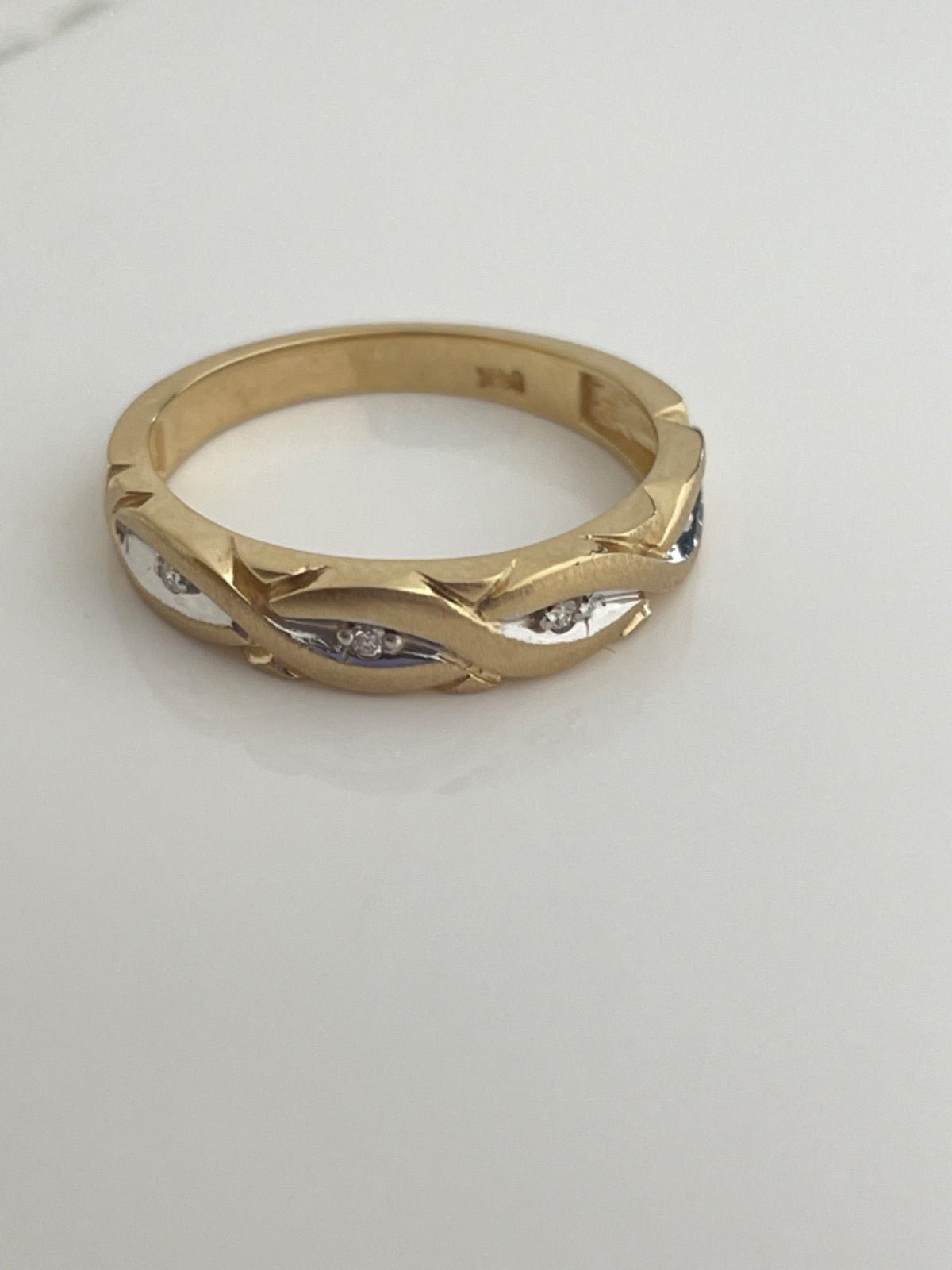 14K Two-Tone Gold Wedding Band with Diamond