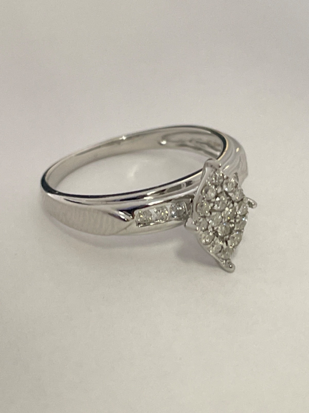 14K White Gold Triangle Engagement Ring with Diamond
