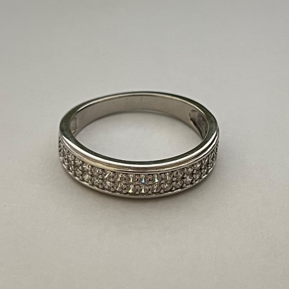 Silver Wedding Band with CZ