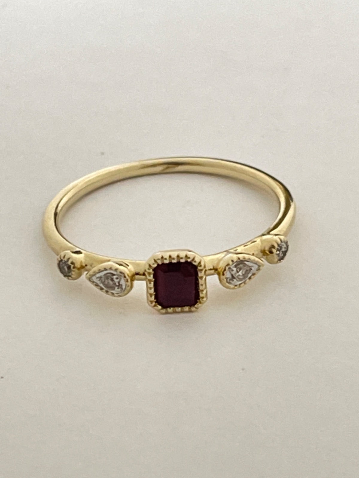 14K Yellow Gold Ring with Diamond and Ruby