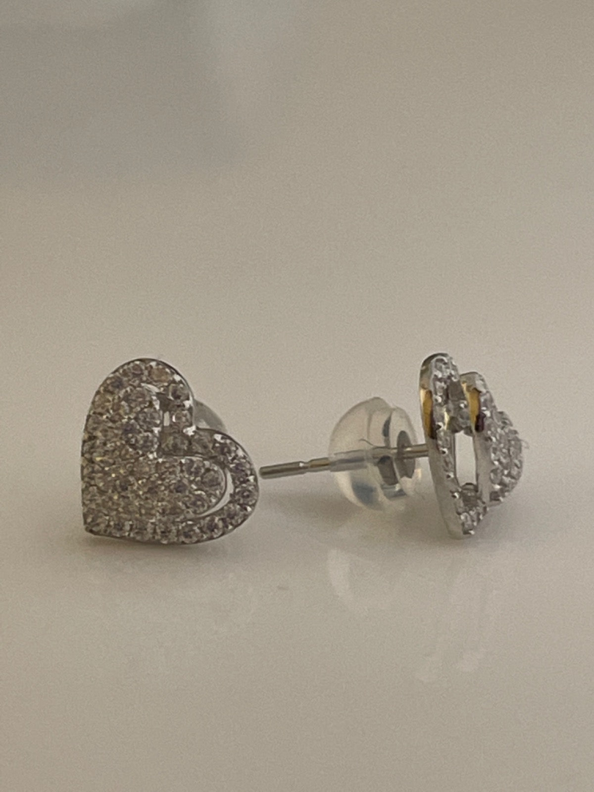 14K White Gold Heart Earring with CZ