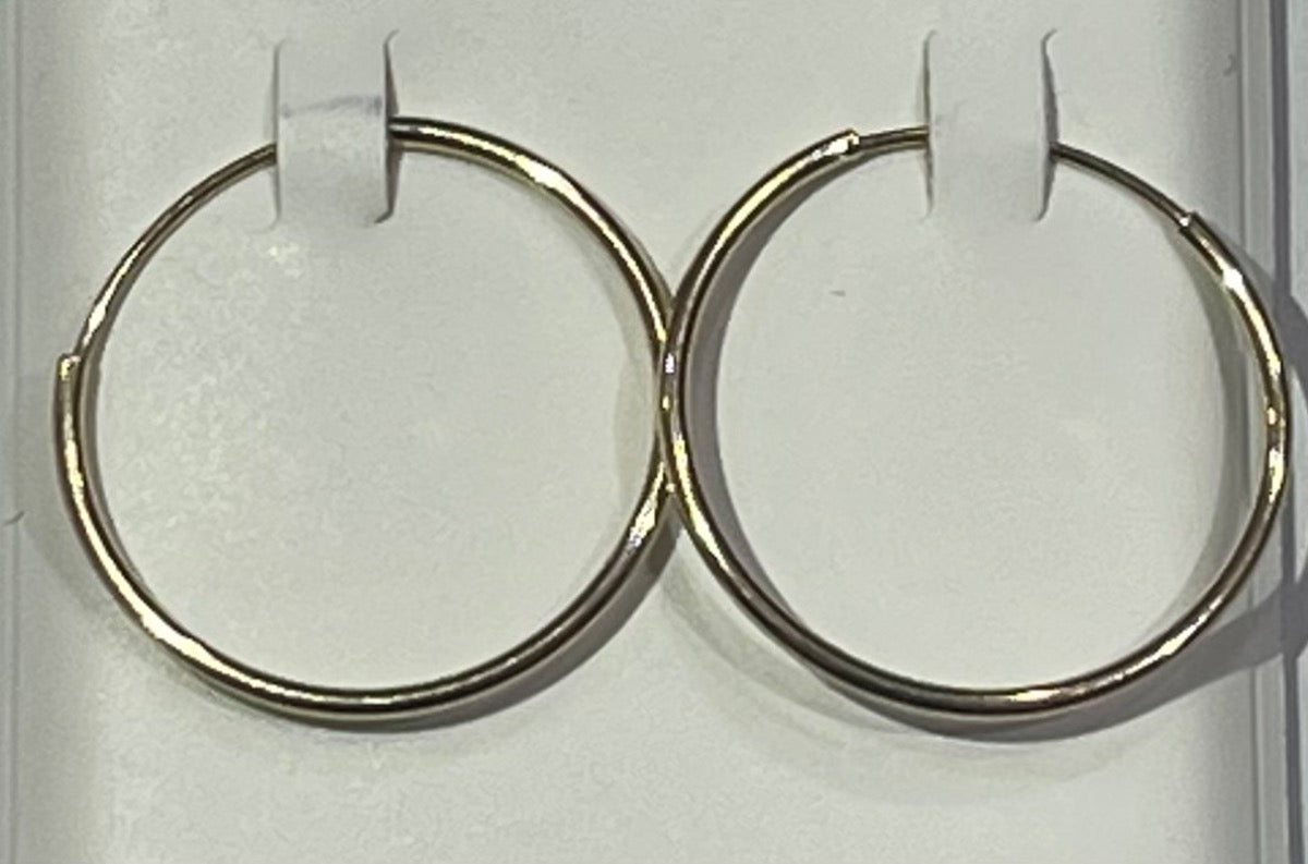 14K Yellow Gold Hoop Hollow Piercing