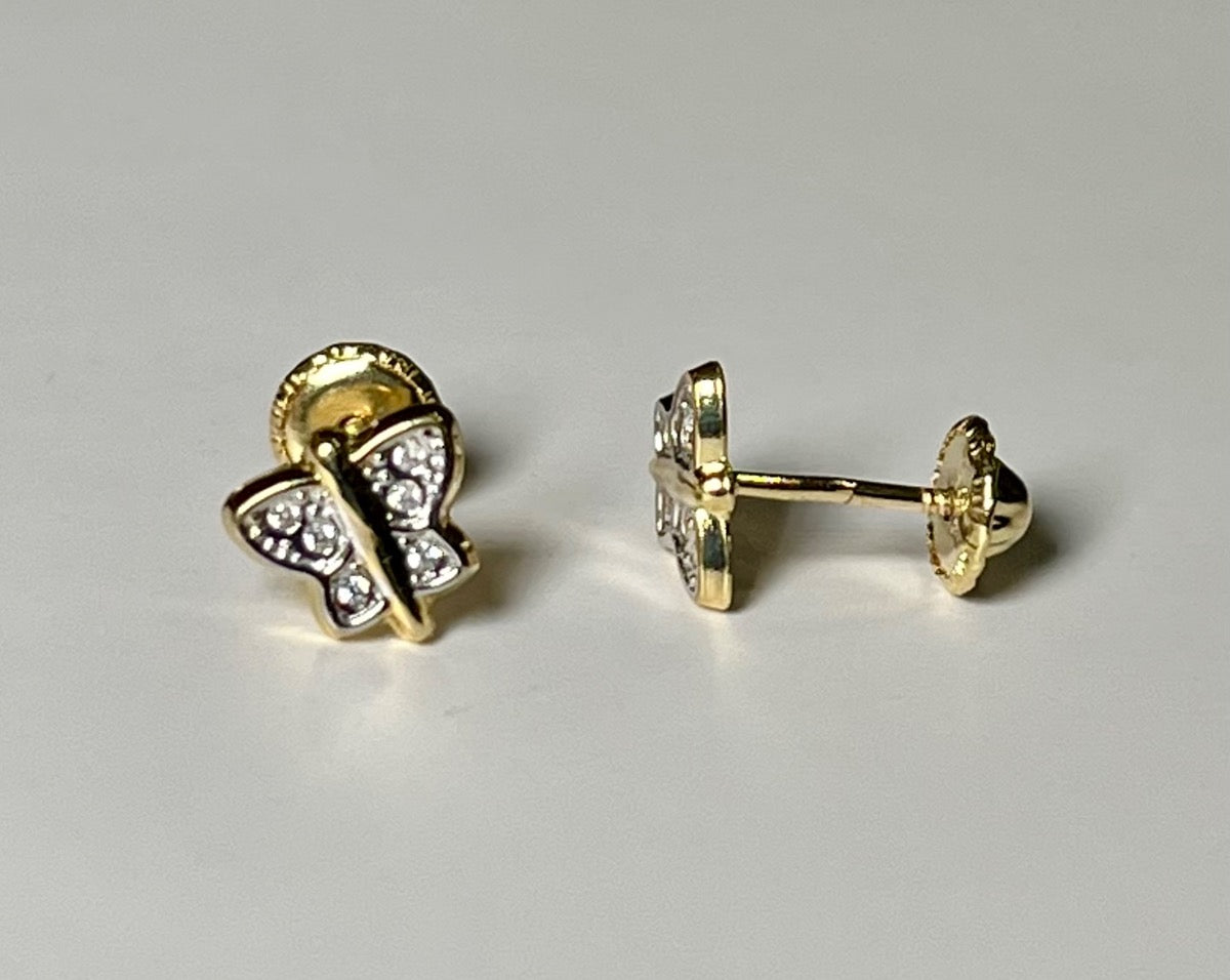 18K Two-Tone Gold Earring with CZ