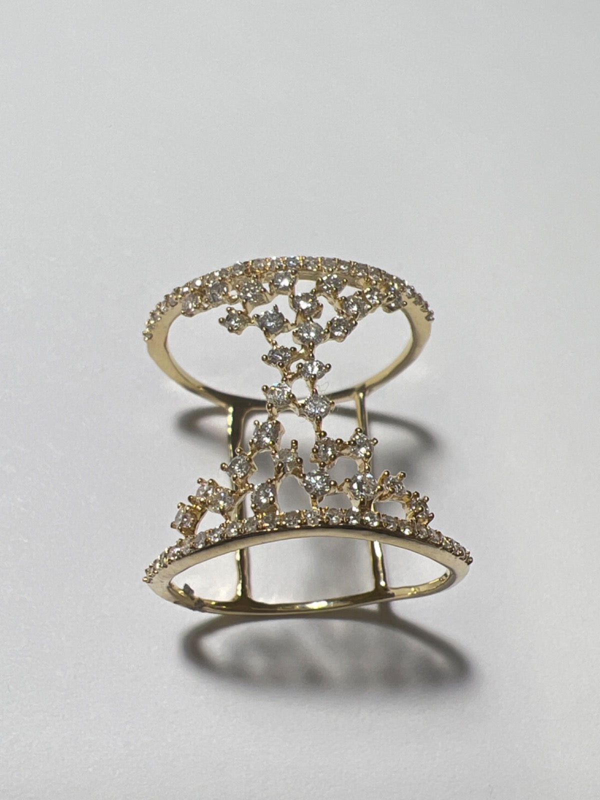 14K Yellow Gold Hourglass Ring with Diamond