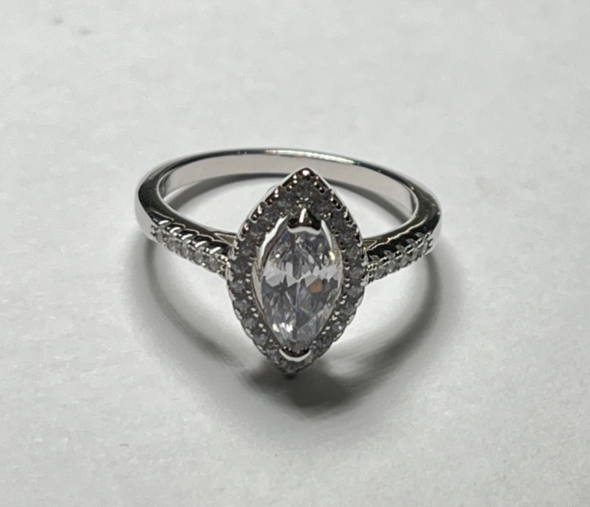 Silver Engagement Ring with CZ