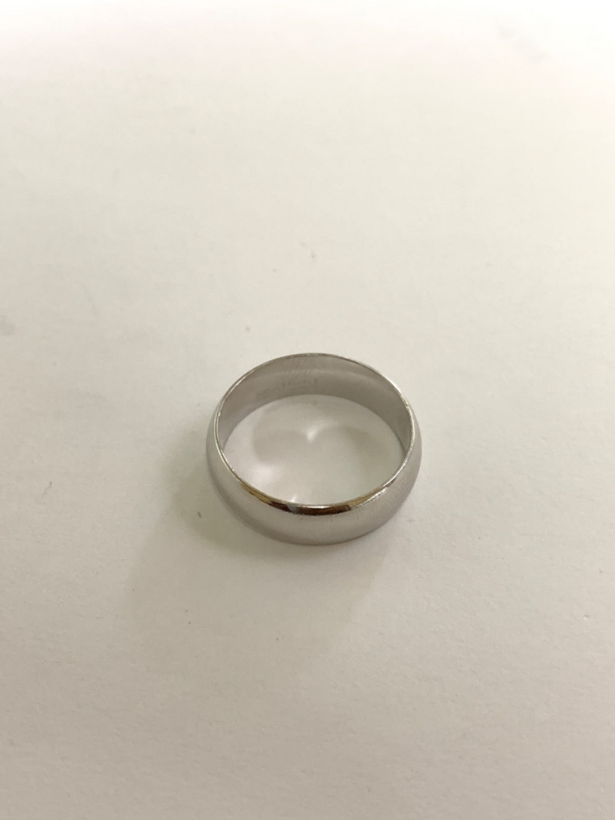 White Silver Plain Wedding Band