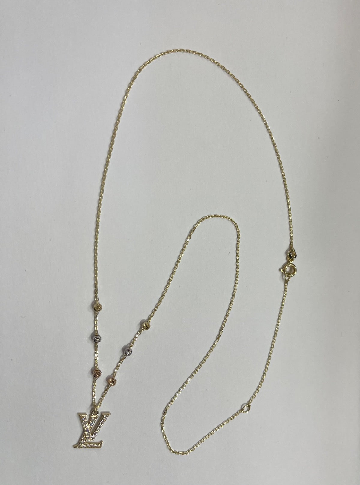 14K Tri-Tone Gold Necklace with CZ
