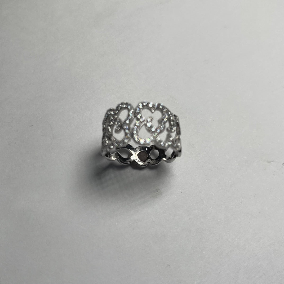 White Silver Wedding Band with CZ