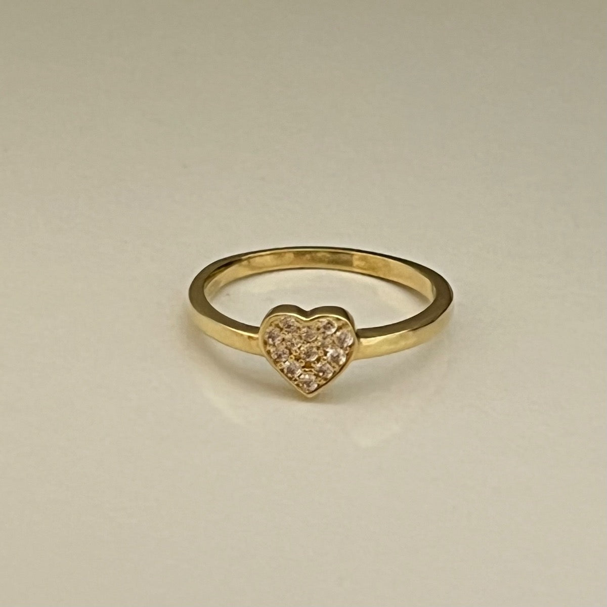 18K Yellow Gold Heart Ring with CZ