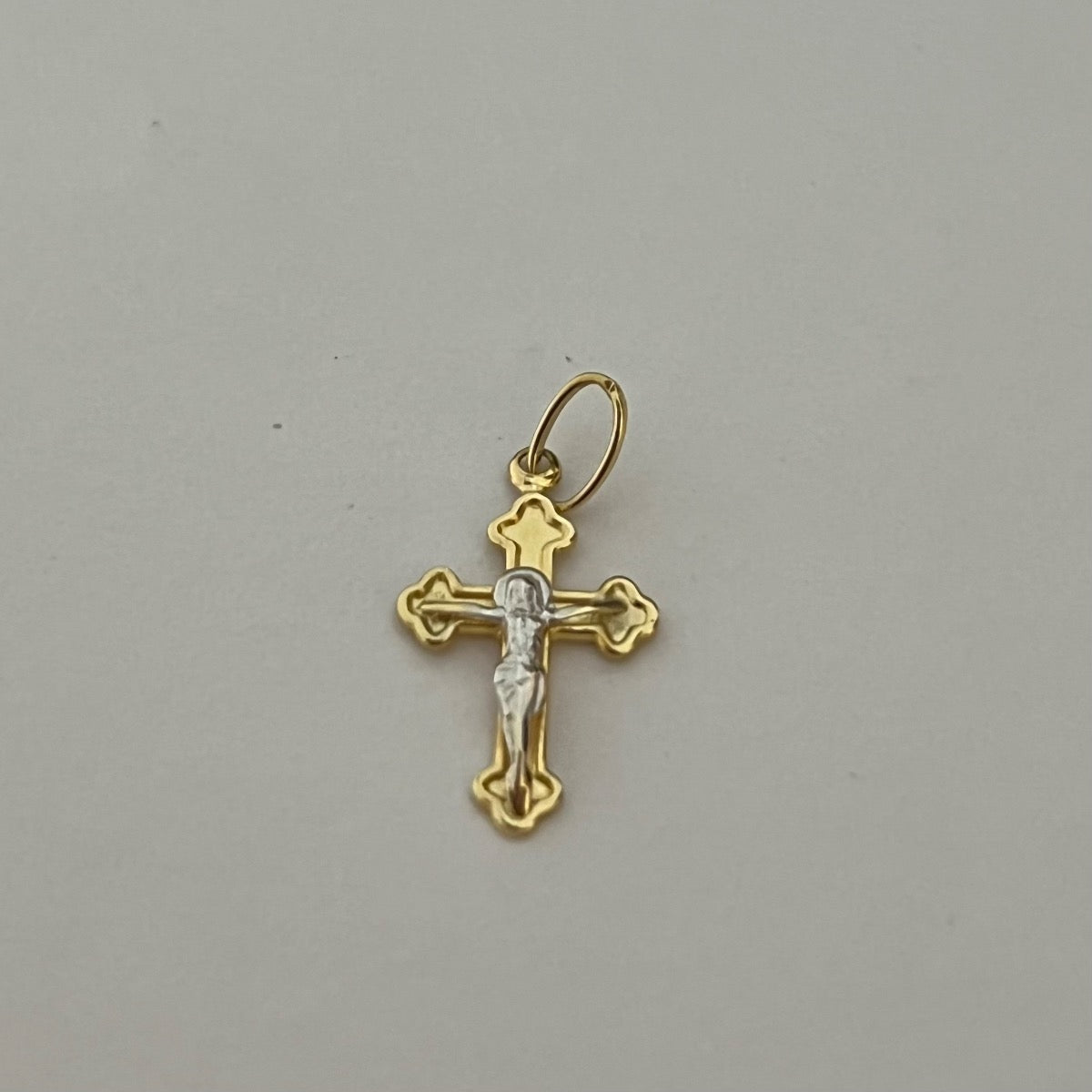 18K Two-Tone Gold Cross With Christ Pendant