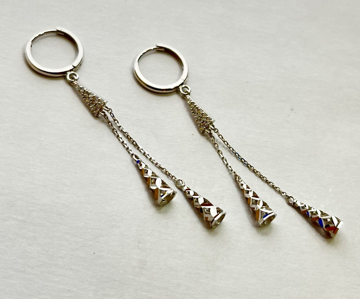 14K White Gold Earring with CZ