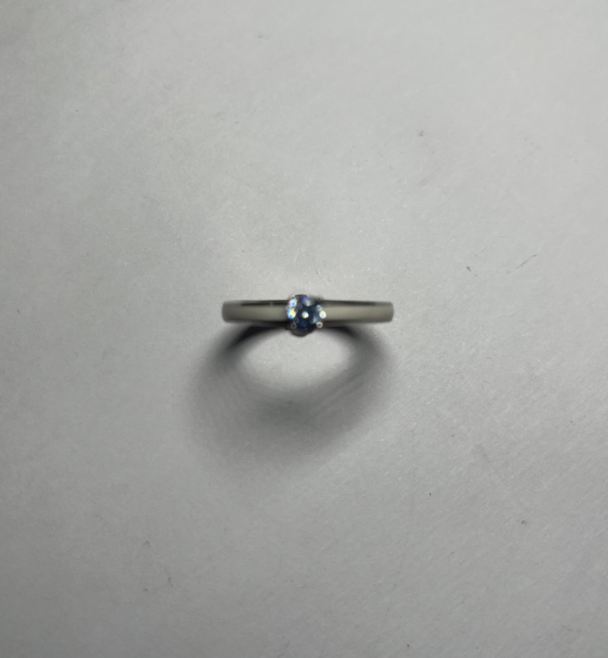 Silver Wedding Band with Mother Of Pearl and CZ