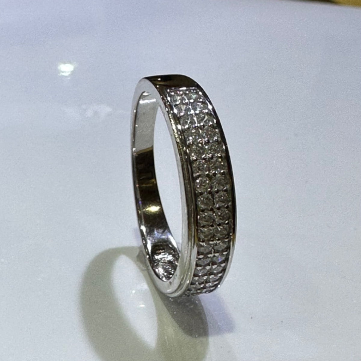 White Silver Engagement Ring with CZ