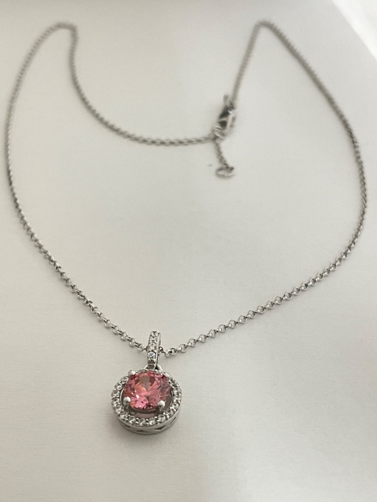 Silver  Charm Necklace Set with CZ