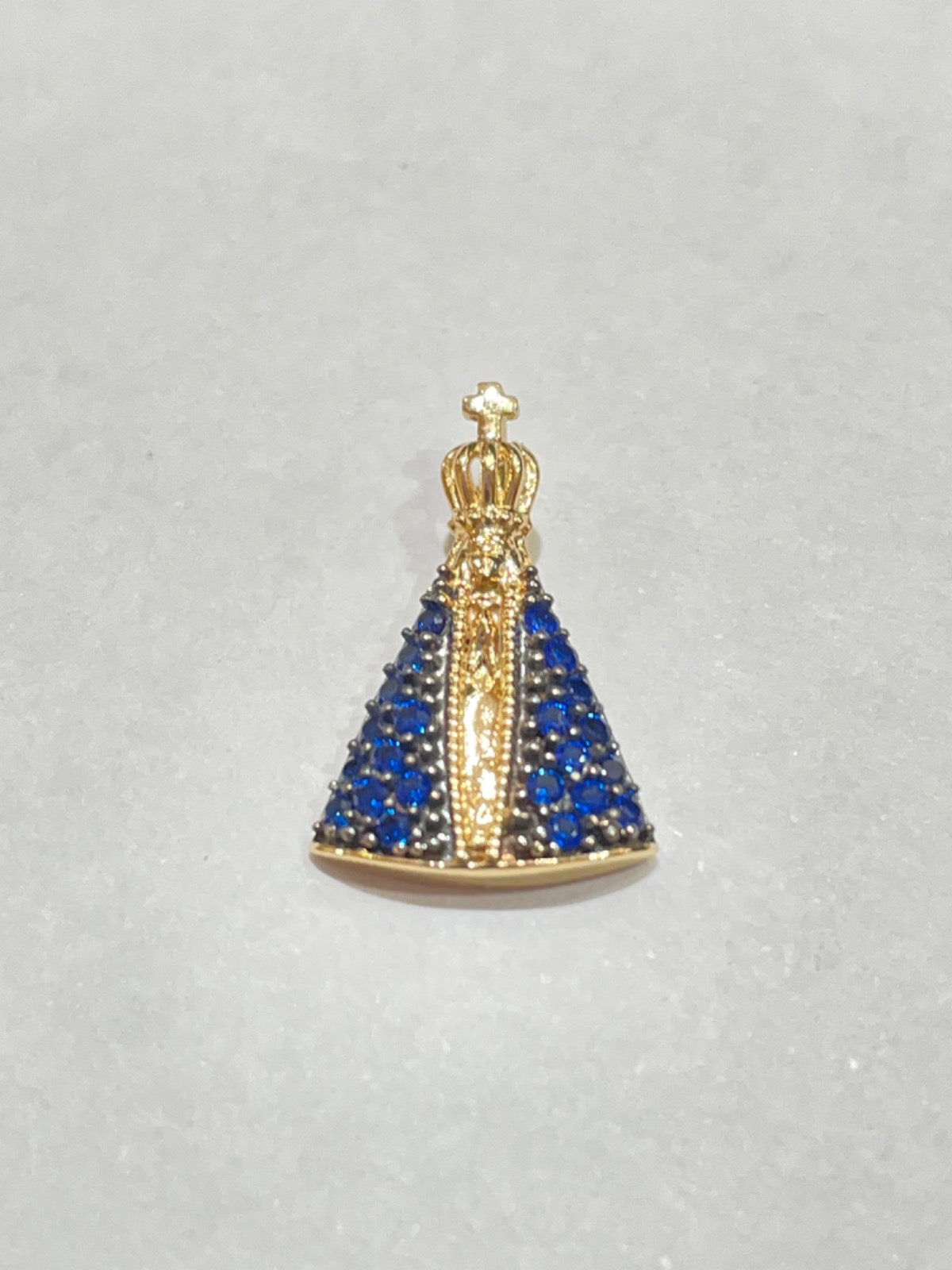 18K Yellow Gold Our Mother Pendant with CZ