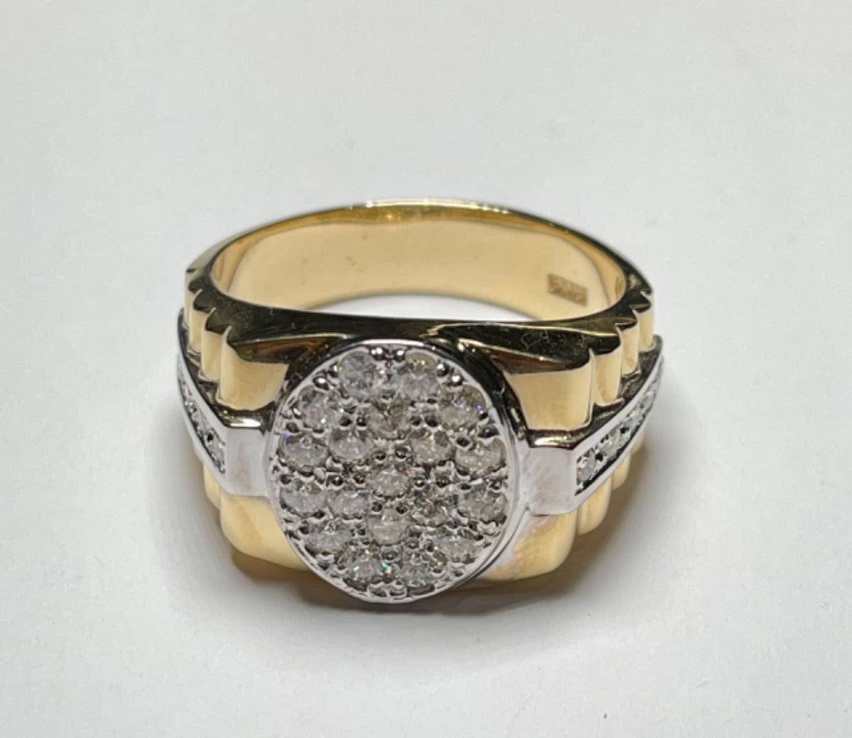 18K Two-Tone Gold Men's Ring with Diamond