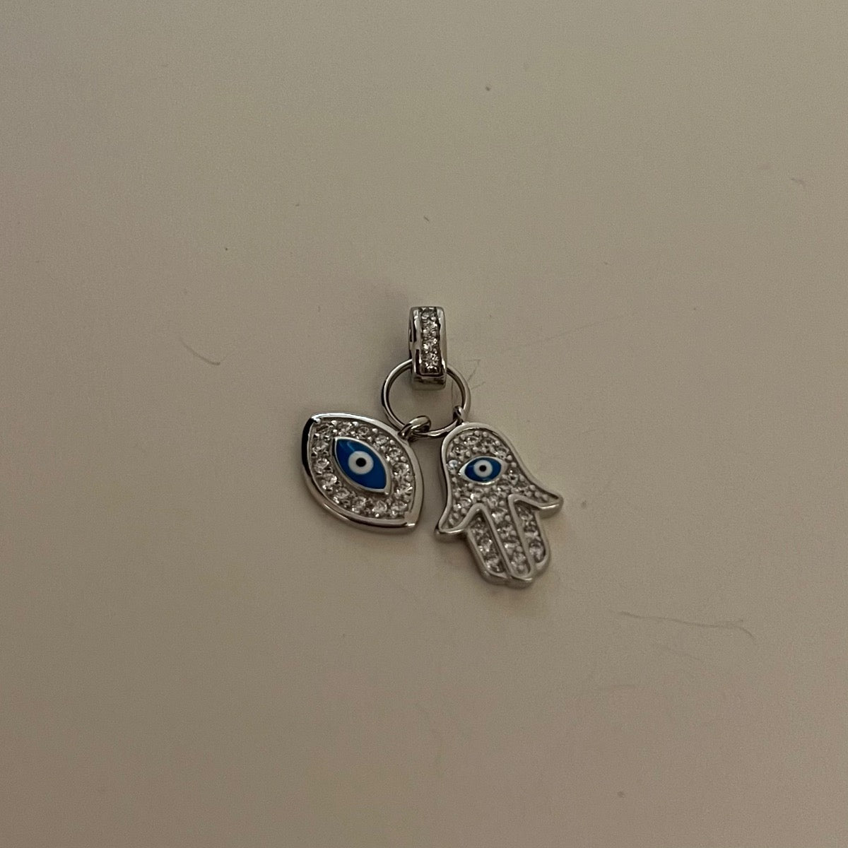 Silver Evil Eye Pendant with CZ