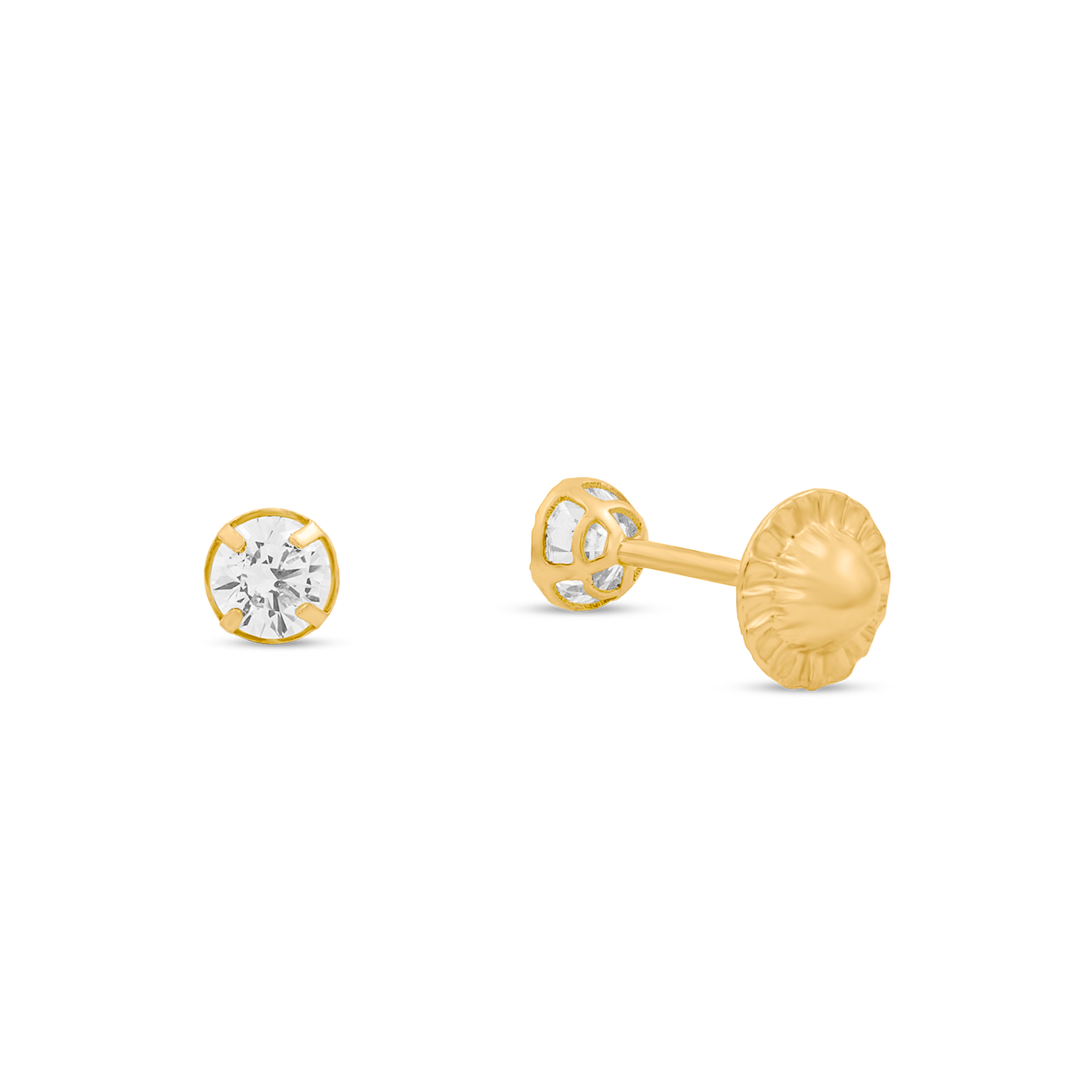 18K Yellow Gold 3mm CZ Earrings